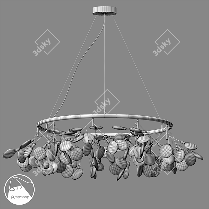 Golden Tree Circle Chandelier 3D model image 2