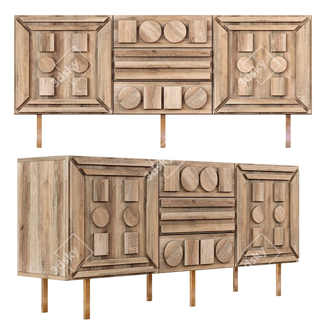 Rustic Coastal Chest of Drawers 3D model image 1