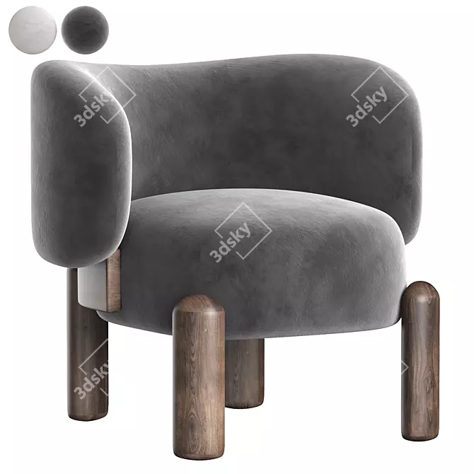 Sleek MOON Chair: Luxurious & Contemporary 3D model image 2