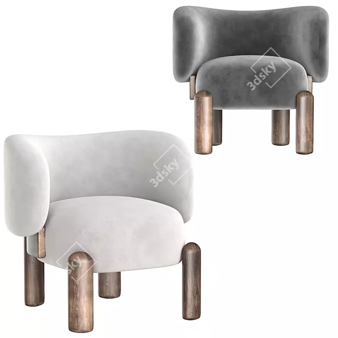 Sleek MOON Chair: Luxurious & Contemporary 3D model image 3
