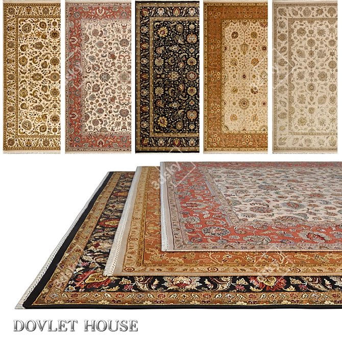 DOVLET HOUSE 5-Piece Silk and Wool Carpets 3D model image 1