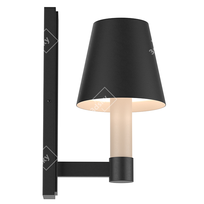 Elegant Tet-a-tet Black Wall Light 3D model image 2