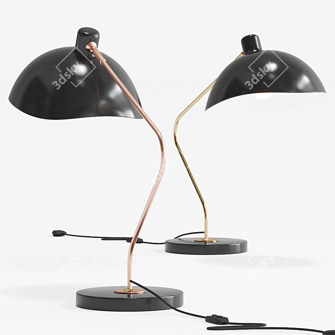 Industrial Black Copper Leap Table Lamp 3D model image 1