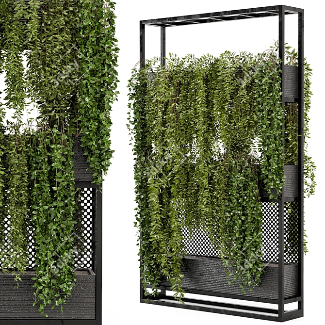 Set of 100 Indoor Hanging Plants: Metal Stand 3D model image 1