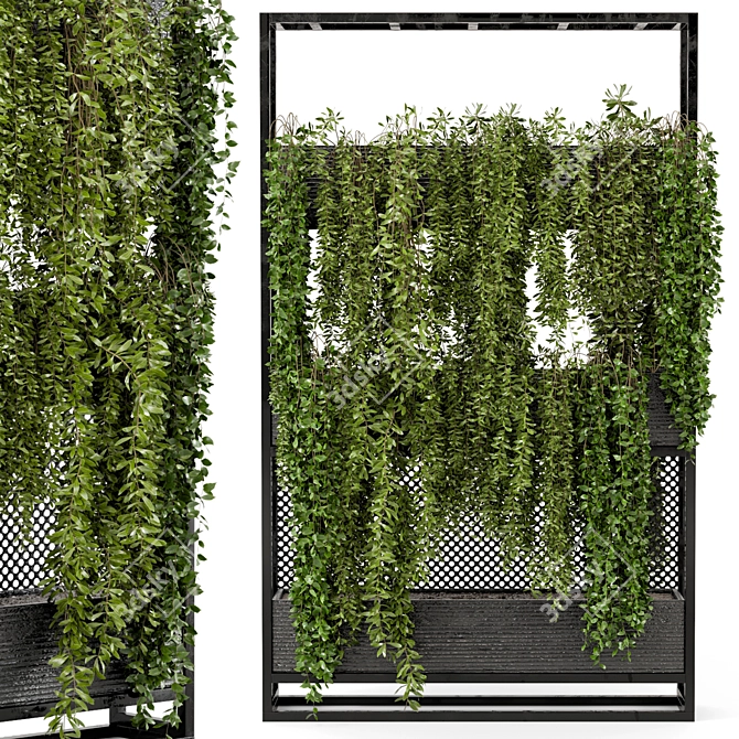 Set of 100 Indoor Hanging Plants: Metal Stand 3D model image 2