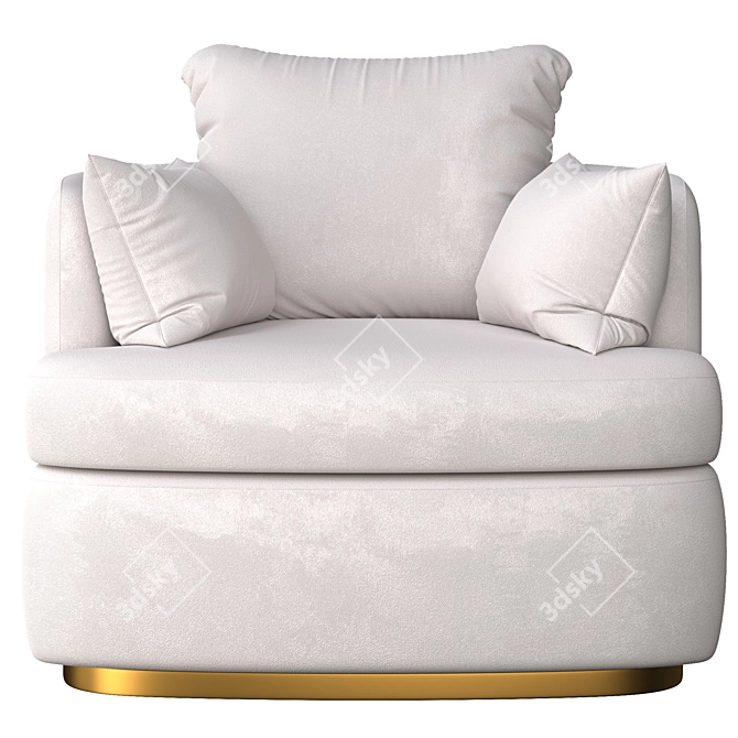 Luxe Linen Swivel Chair 3D model image 1