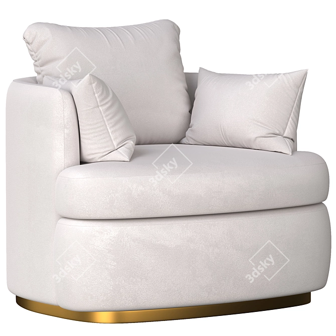 Luxe Linen Swivel Chair 3D model image 2