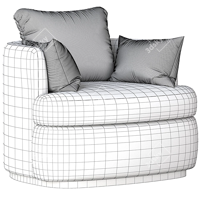 Luxe Linen Swivel Chair 3D model image 5