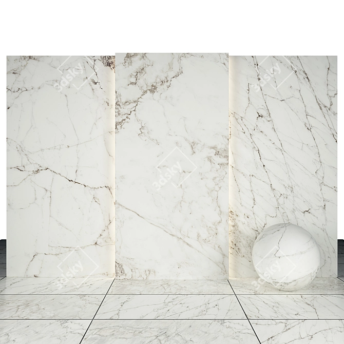 White Fun Marble: Textured Slabs & Tiles 3D model image 1