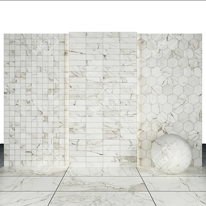 White Fun Marble: Textured Slabs & Tiles 3D model image 3
