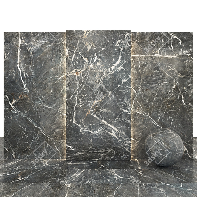 Elegant Gray Marble Tiles 3D model image 1