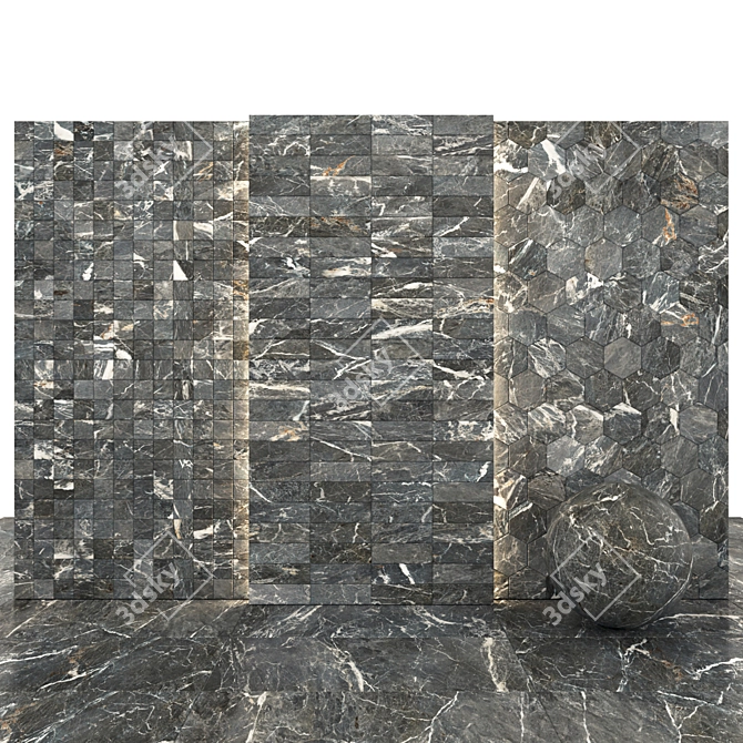 Elegant Gray Marble Tiles 3D model image 2