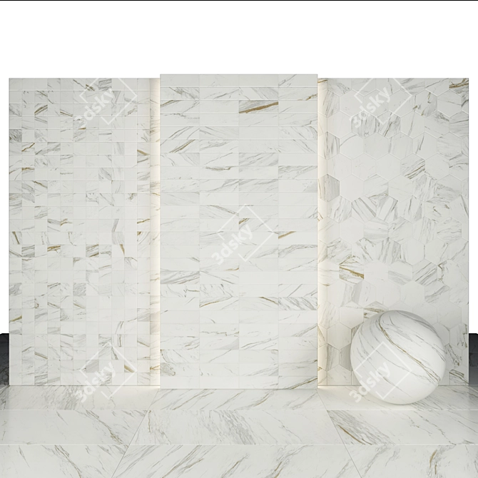 Glossy Impression White Marble 3D model image 2