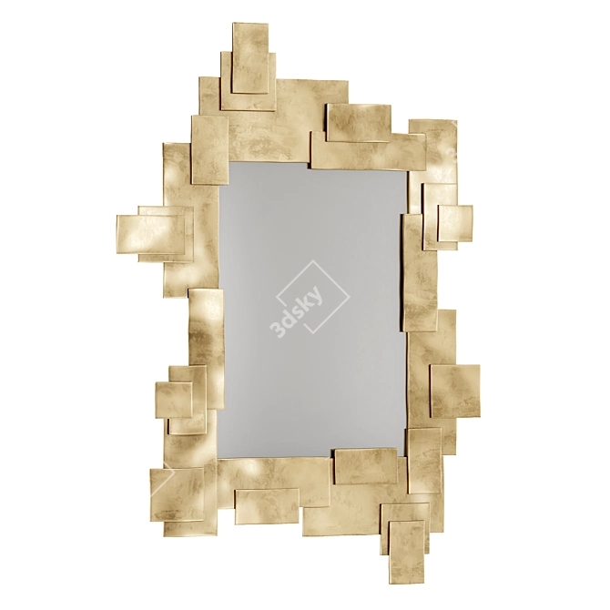 Modern Brass Puzzle Mirror 3D model image 1