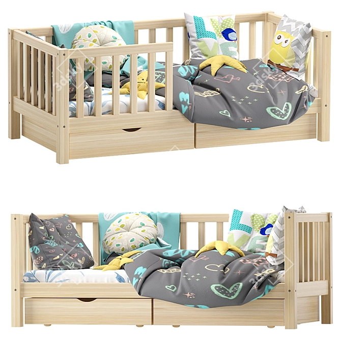 Henry Children's Bed with Drawers: Stylish and Functional 3D model image 1