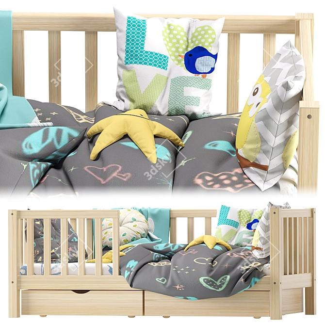 Henry Children's Bed with Drawers: Stylish and Functional 3D model image 3