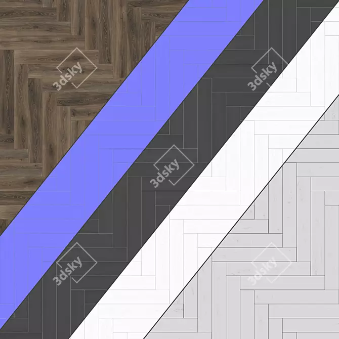 Versatile Parquet Flooring: 2 Patterns, High-quality Textures 3D model image 4