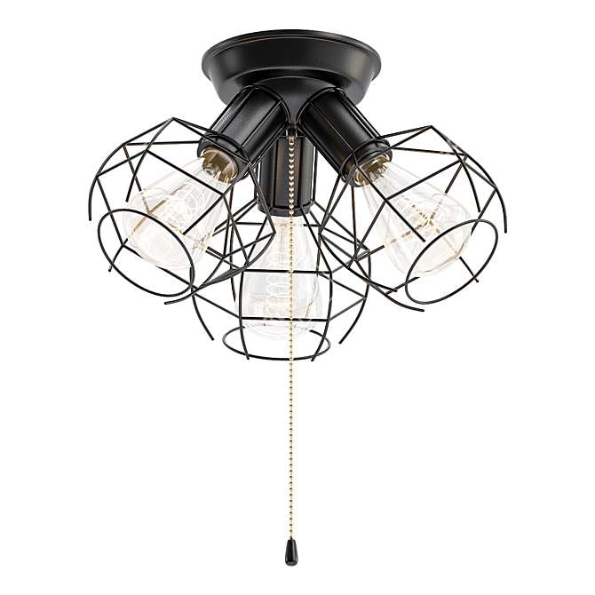 Industrial Wire Cage Flush Mount - 3 Lights 3D model image 1