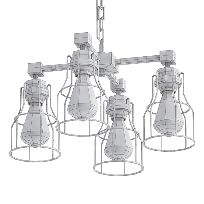 Industrial Wire Cage Chandelier 3D model image 2