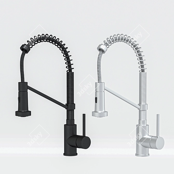 Sleek Modern Kitchen Faucet Set 3D model image 2