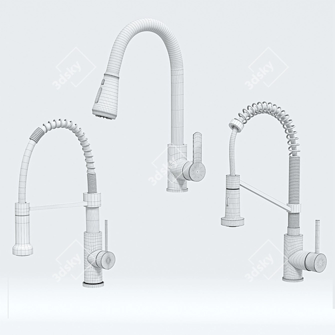 Sleek Modern Kitchen Faucet Set 3D model image 5