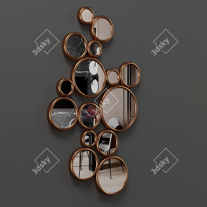 Versatile Round Mirrors: Bronze and Copper 3D model image 2