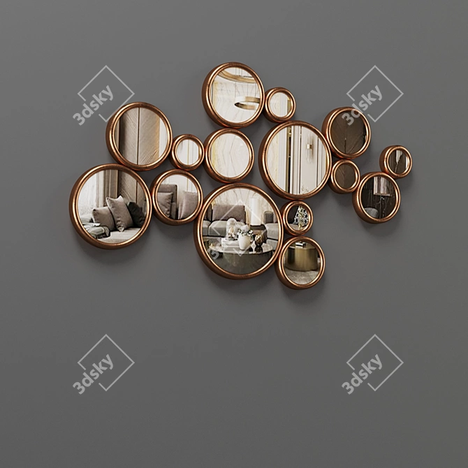 Versatile Round Mirrors: Bronze and Copper 3D model image 4