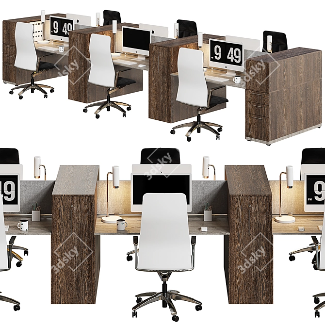 Streamline Office Furniture Set 3D model image 1