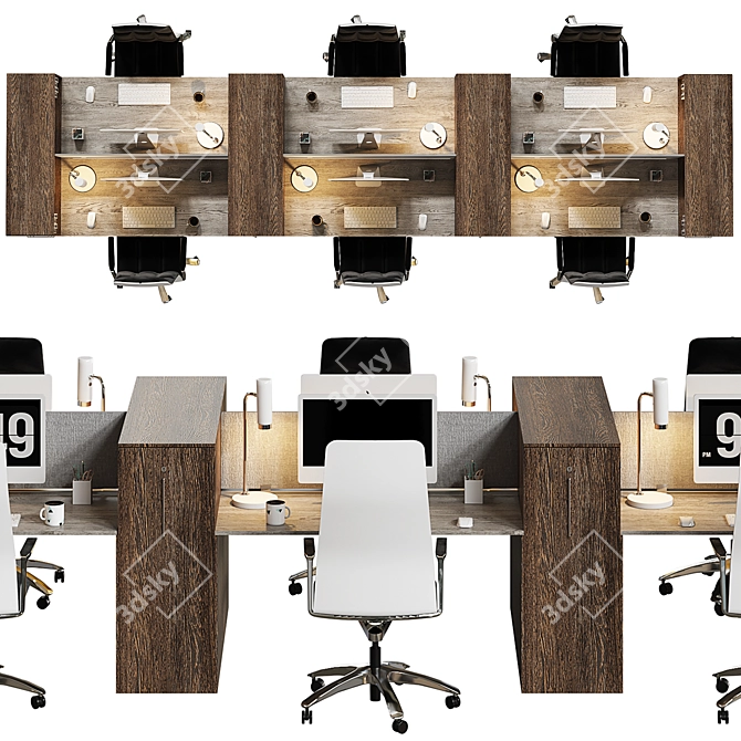 Streamline Office Furniture Set 3D model image 2