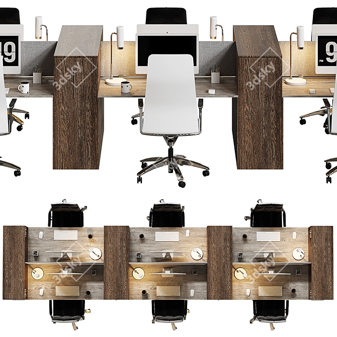 Streamline Office Furniture Set 3D model image 5