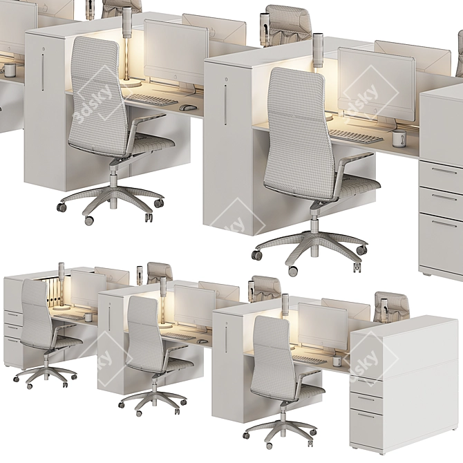 Streamline Office Furniture Set 3D model image 7