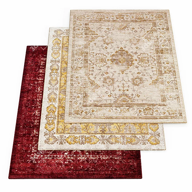 Vintage Distressed Persian Rug - Indoor/Outdoor 3D model image 1