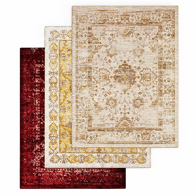 Vintage Distressed Persian Rug - Indoor/Outdoor 3D model image 2