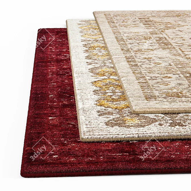 Vintage Distressed Persian Rug - Indoor/Outdoor 3D model image 3