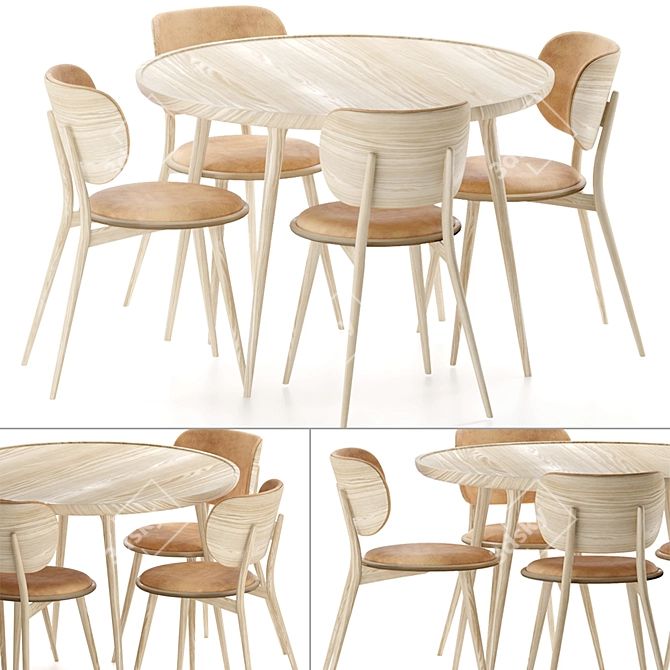 AVE MATER Elegant Dining Chair & Oval Lounge Table 3D model image 1