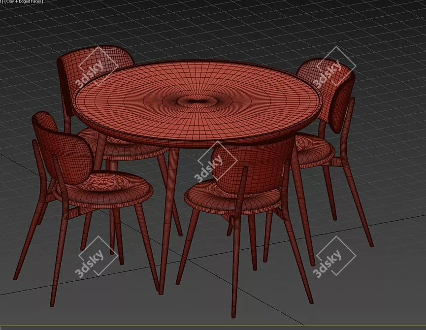 AVE MATER Elegant Dining Chair & Oval Lounge Table 3D model image 6