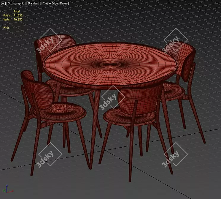 AVE MATER Elegant Dining Chair & Oval Lounge Table 3D model image 8