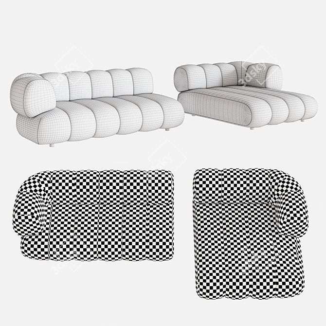 Contemporary INTERMEDE Modular Sofa 3D model image 4