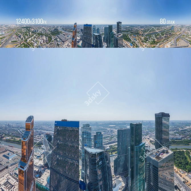 Panorama Moscow City: 20th-80th Floor Day/Night Set 3D model image 1