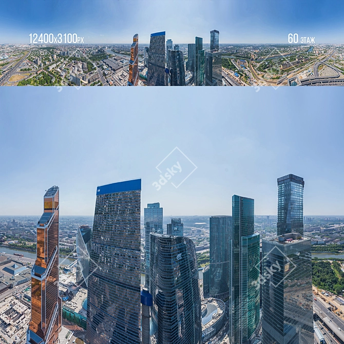 Panorama Moscow City: 20th-80th Floor Day/Night Set 3D model image 3