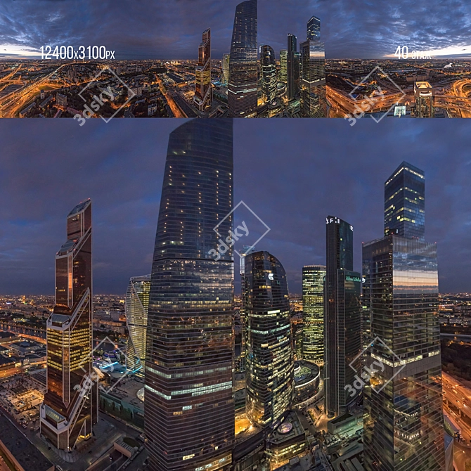 Panorama Moscow City: 20th-80th Floor Day/Night Set 3D model image 6