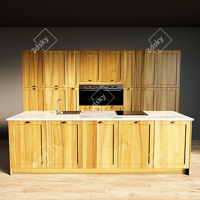 Sleek Kitchen Island Set 3D model image 3