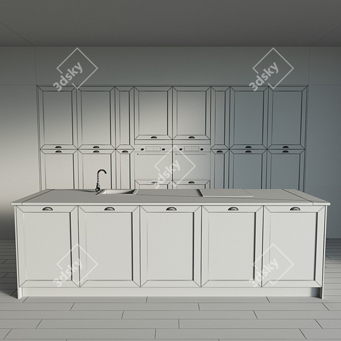 Sleek Kitchen Island Set 3D model image 5