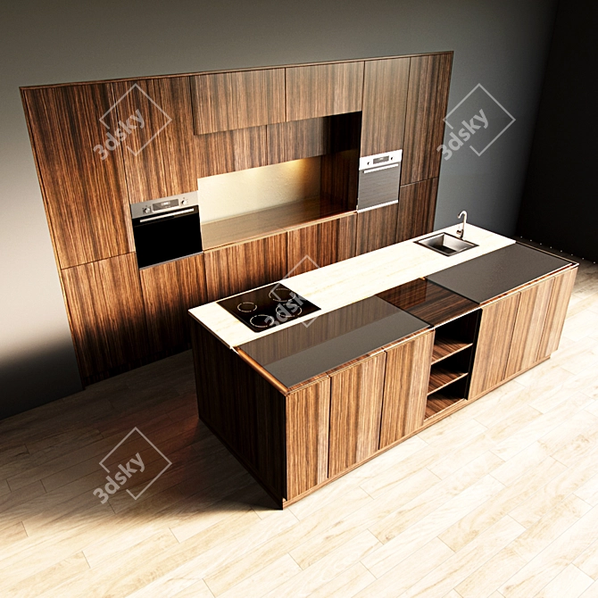 Modern Kitchen Island Design 3D model image 2