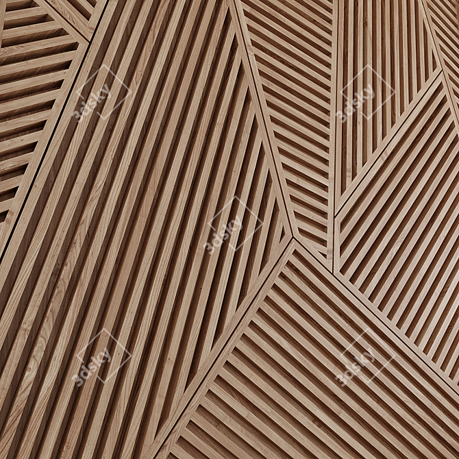 Natural Wood Panel Art - 2400x2700mm 3D model image 2