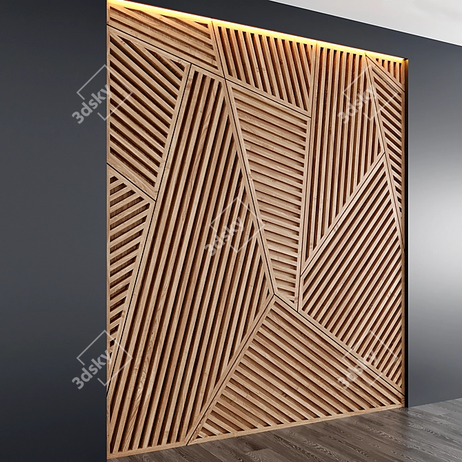 Natural Wood Panel Art - 2400x2700mm 3D model image 3