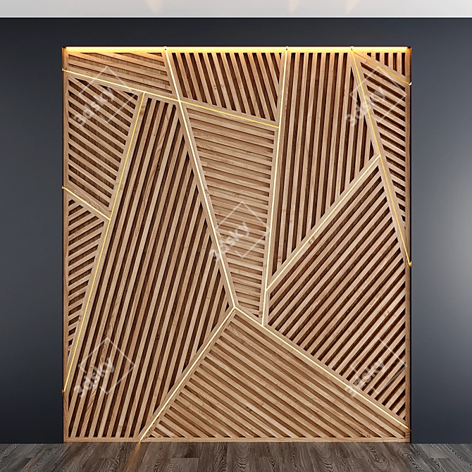 Natural Wood Panel Art - 2400x2700mm 3D model image 4