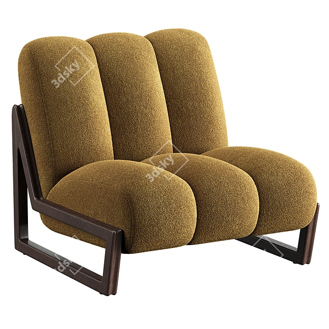 Theodore Luxe Velvet Armchair 3D model image 2