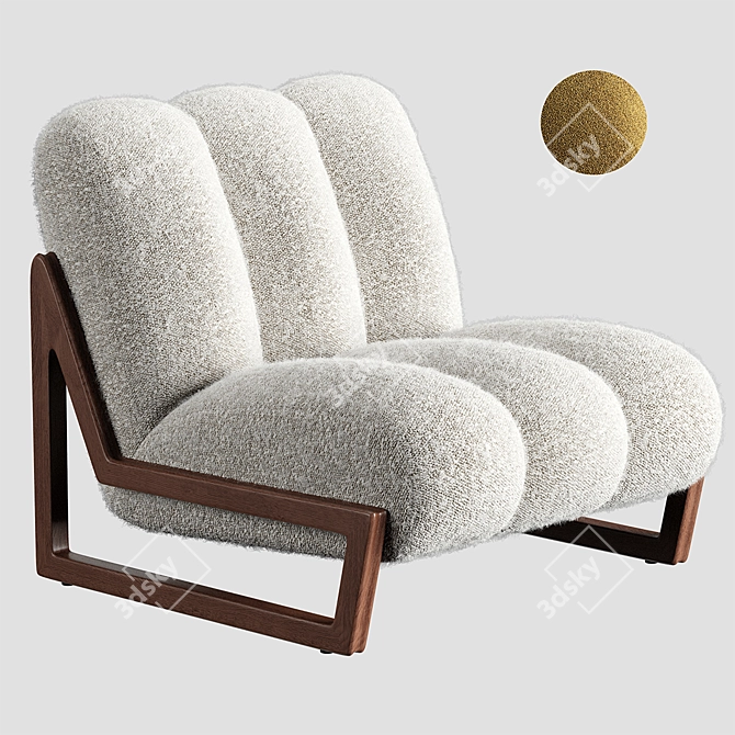 Theodore Luxe Velvet Armchair 3D model image 7