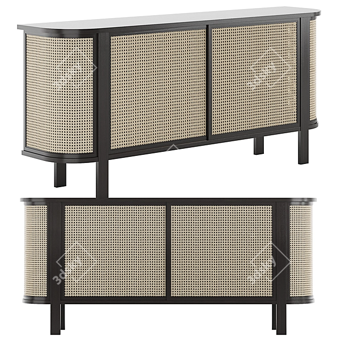 Elegant Cane Console Table 3D model image 1